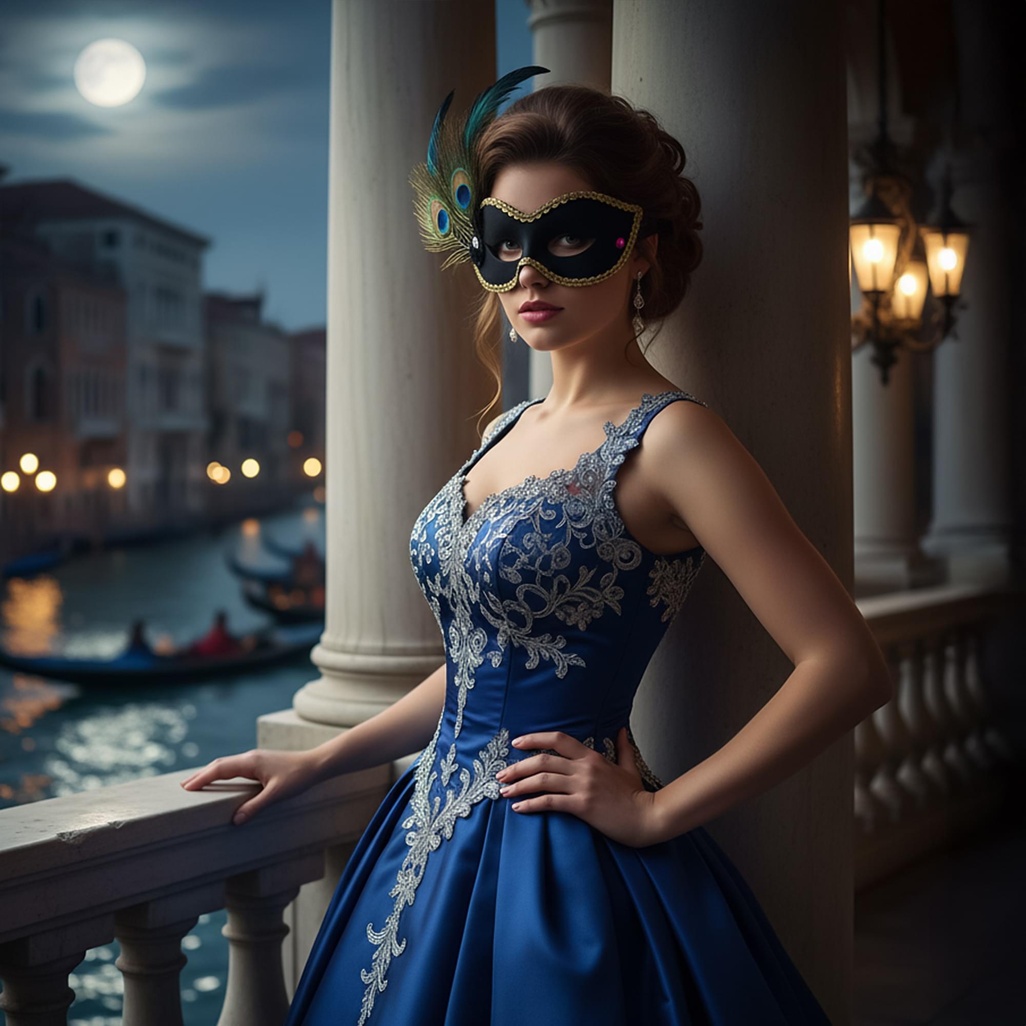 Daniella-Black/Gold Adult Costume Mask