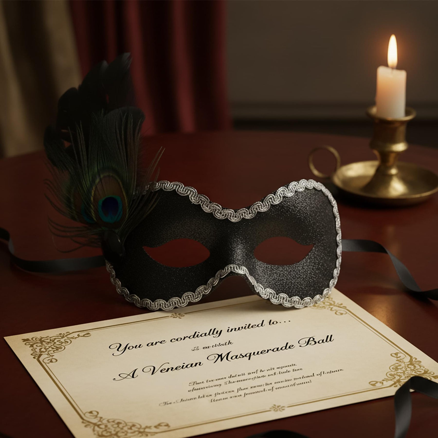 Daniella-black/silver Adult Costume Mask