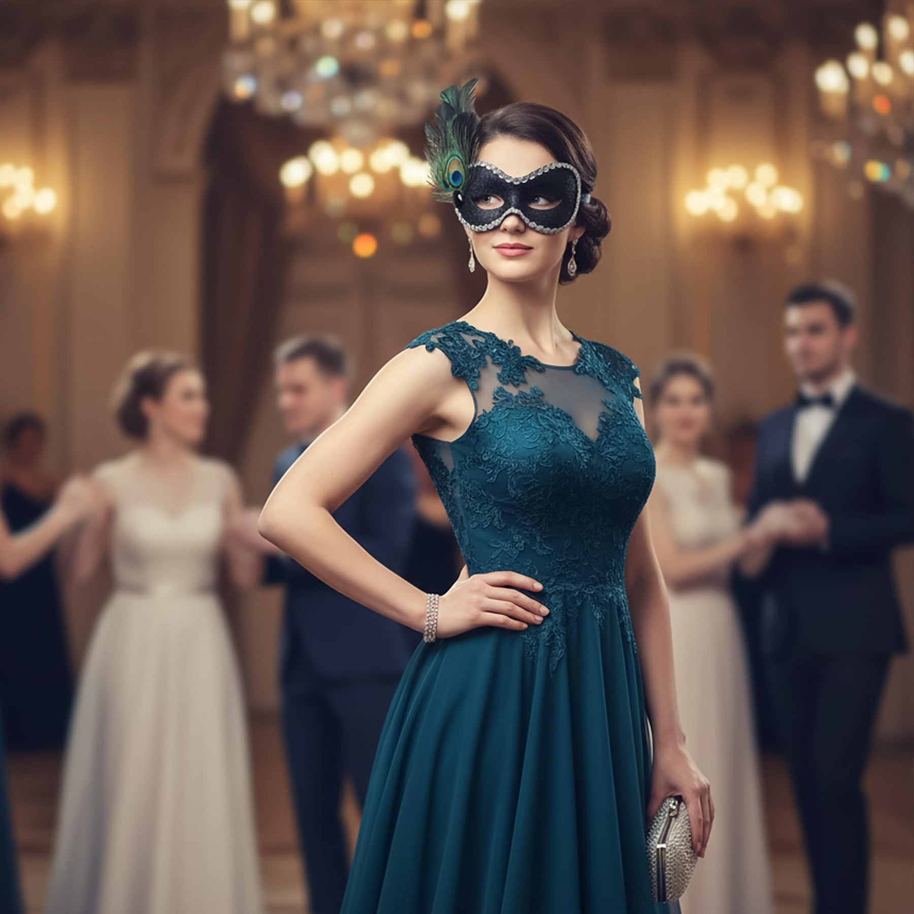 Daniella-black/silver Adult Costume Mask