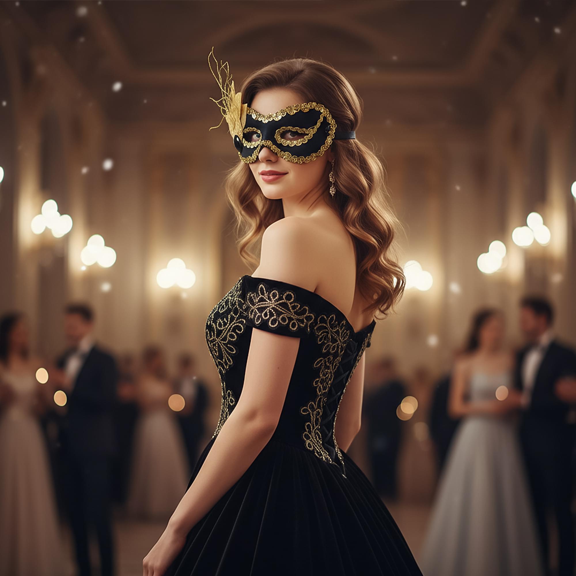 Oceana - Black/Gold Adult Costume Mask