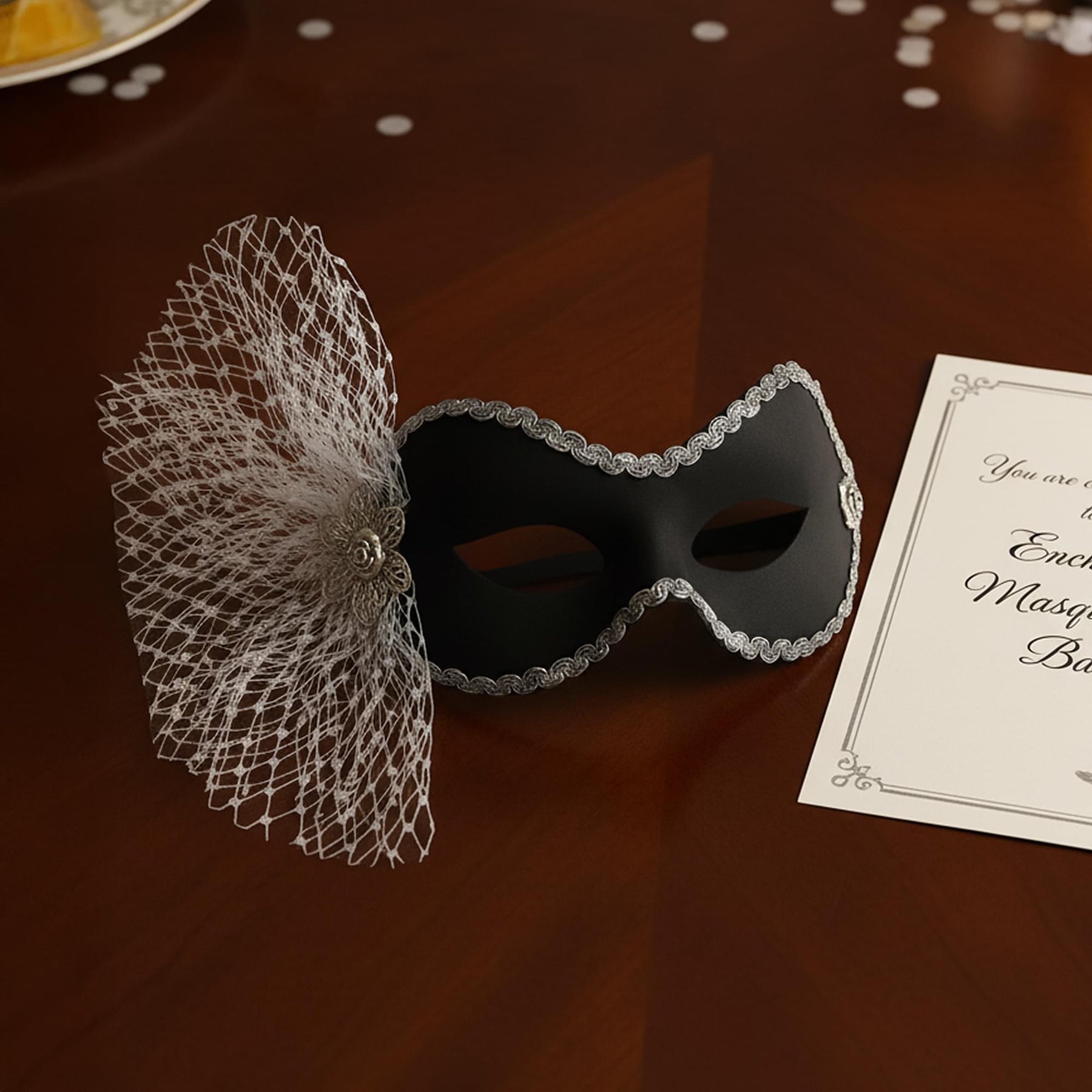 Elaine Black & Silver Adult Costume Mask