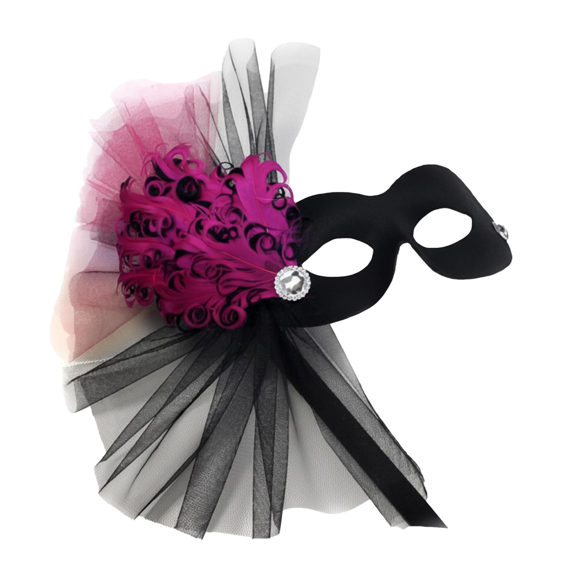 Lavish Soiree - Black/Fuschia Adult Costume Mask