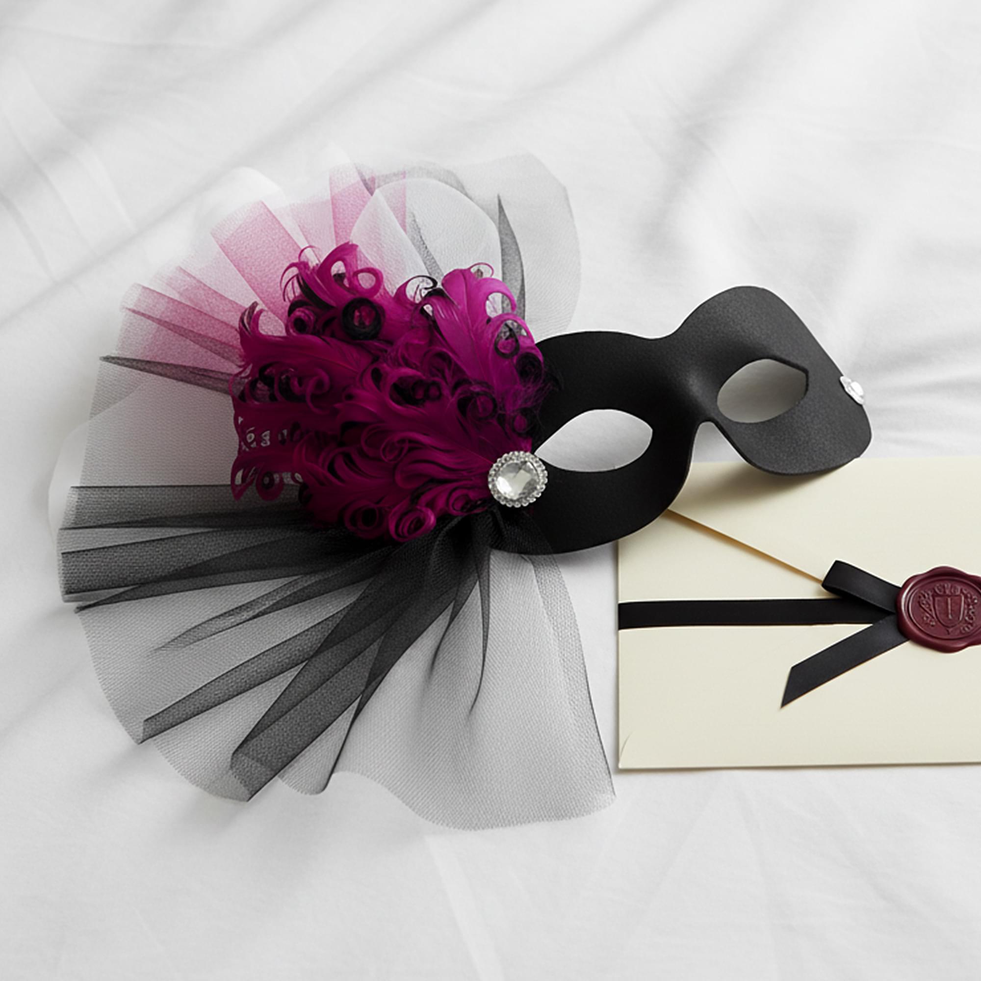 Lavish Soiree - Black/Fuschia Adult Costume Mask