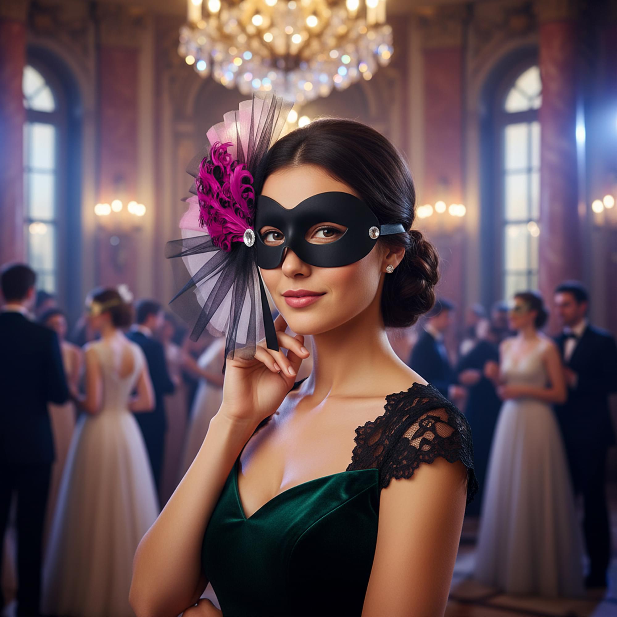 Lavish Soiree - Black/Fuschia Adult Costume Mask