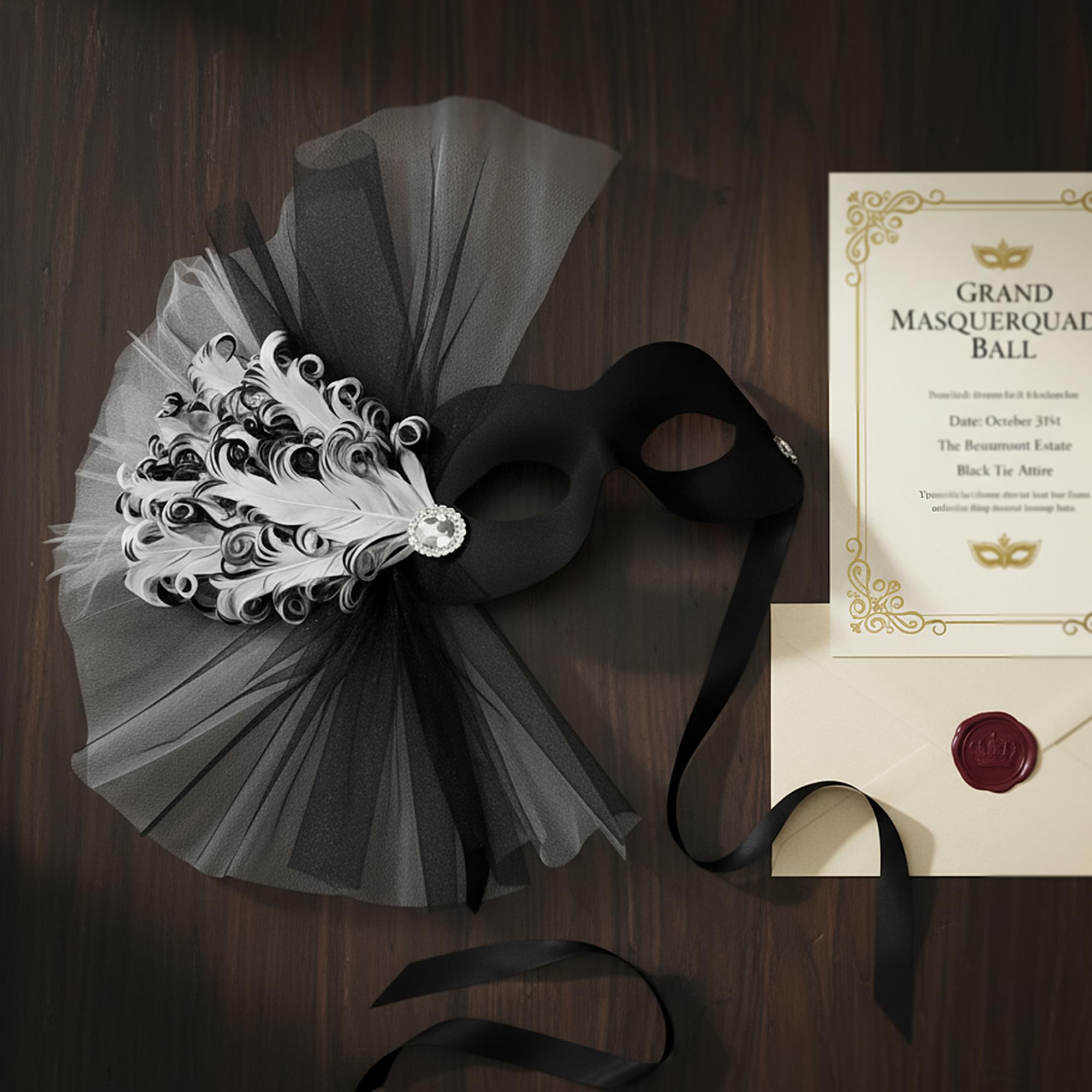 Lavish Soiree - Black/White Adult Costume Mask