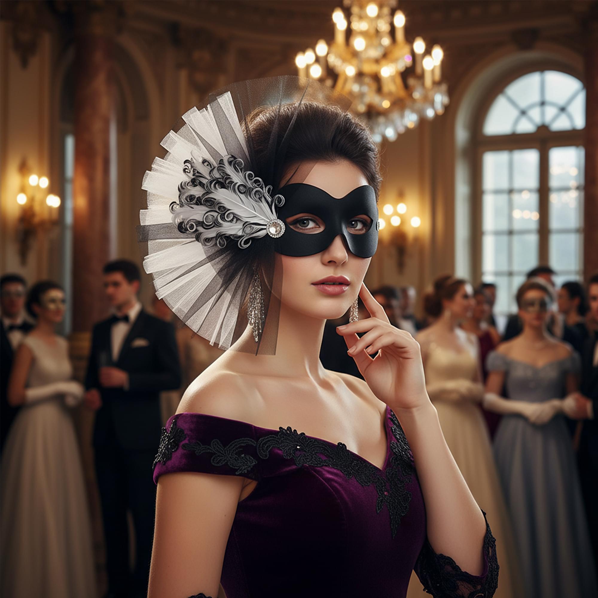 Lavish Soiree - Black/White Adult Costume Mask