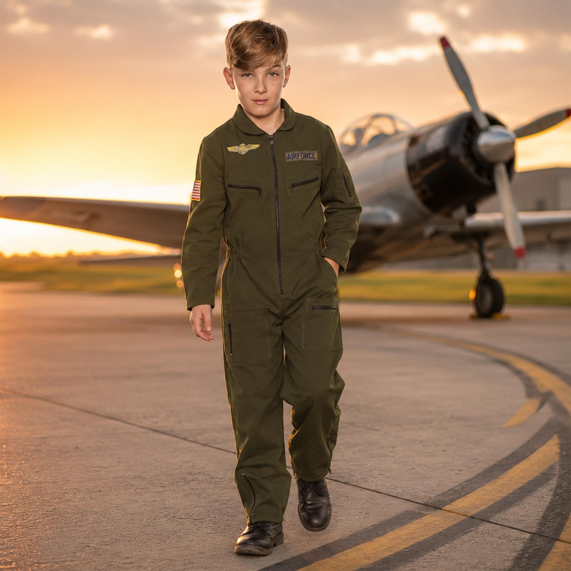 Khaki Flight Suit Child Costume