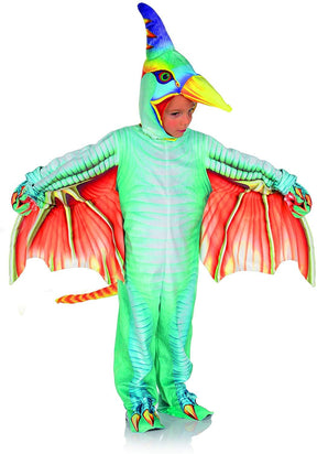 Green Pteradactyl Printed Toddler Costume Jumpsuit