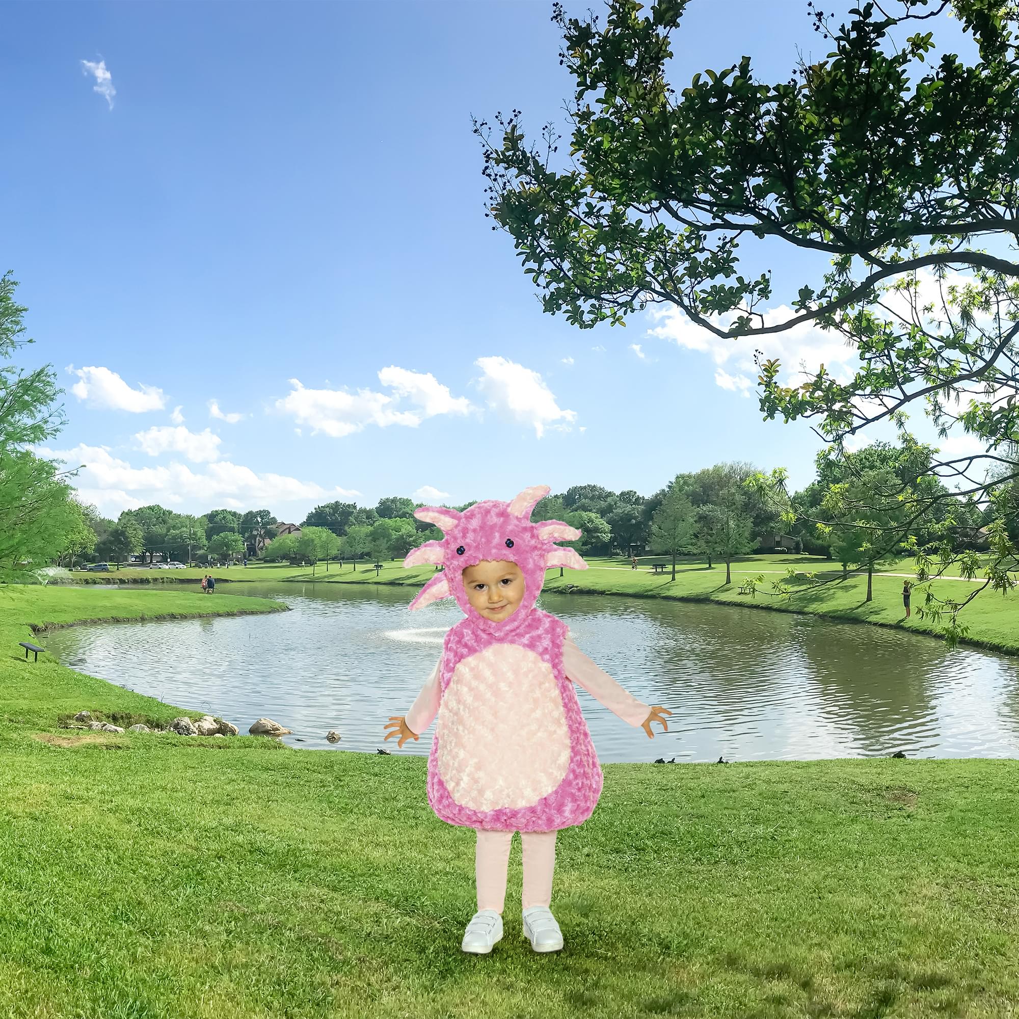 Pink Axolotl Plush Baby Costume With Hood