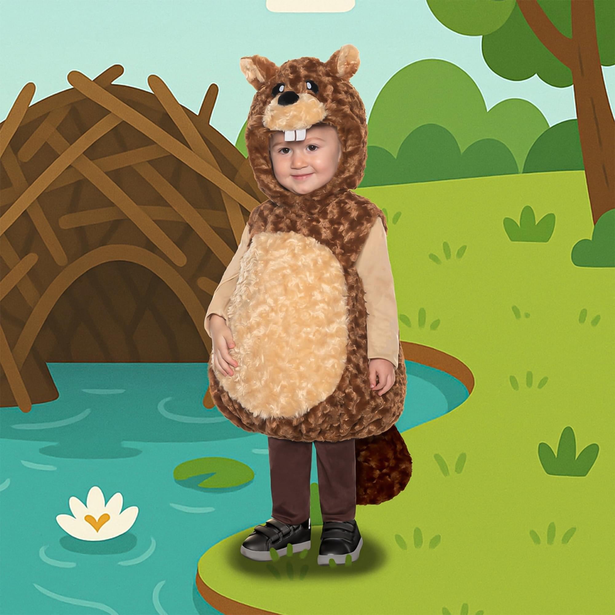 Brown Beaver Plush Baby Costume With Hood