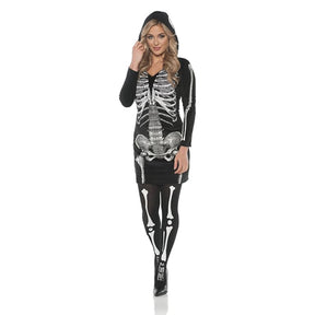 Women's Skeletal Hoodie Dress Costume