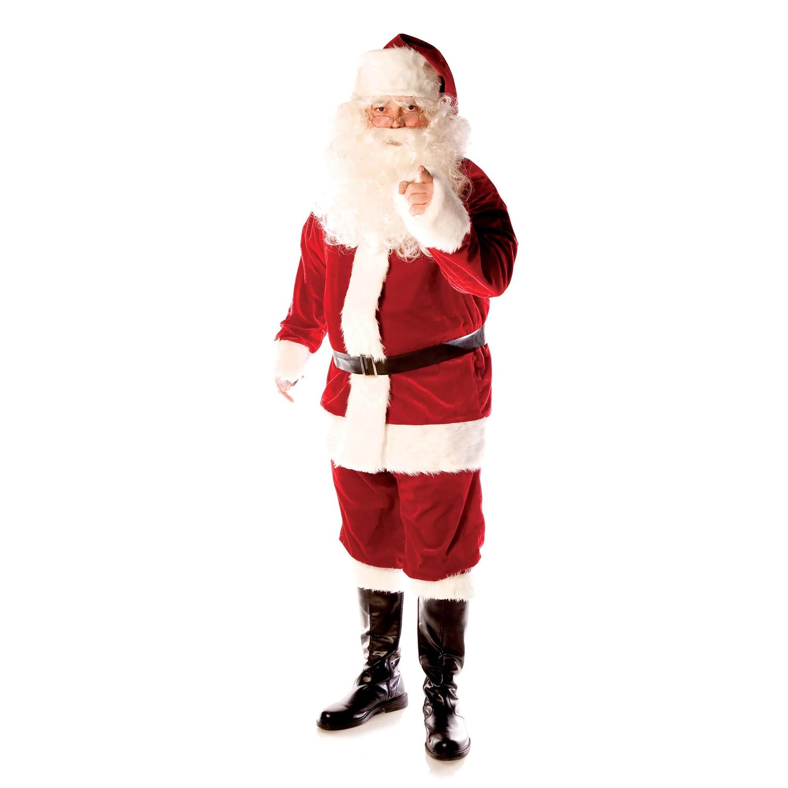 Deluxe Santa Costume Red Jacket Trousers Belt Hat Boot Covers Beard