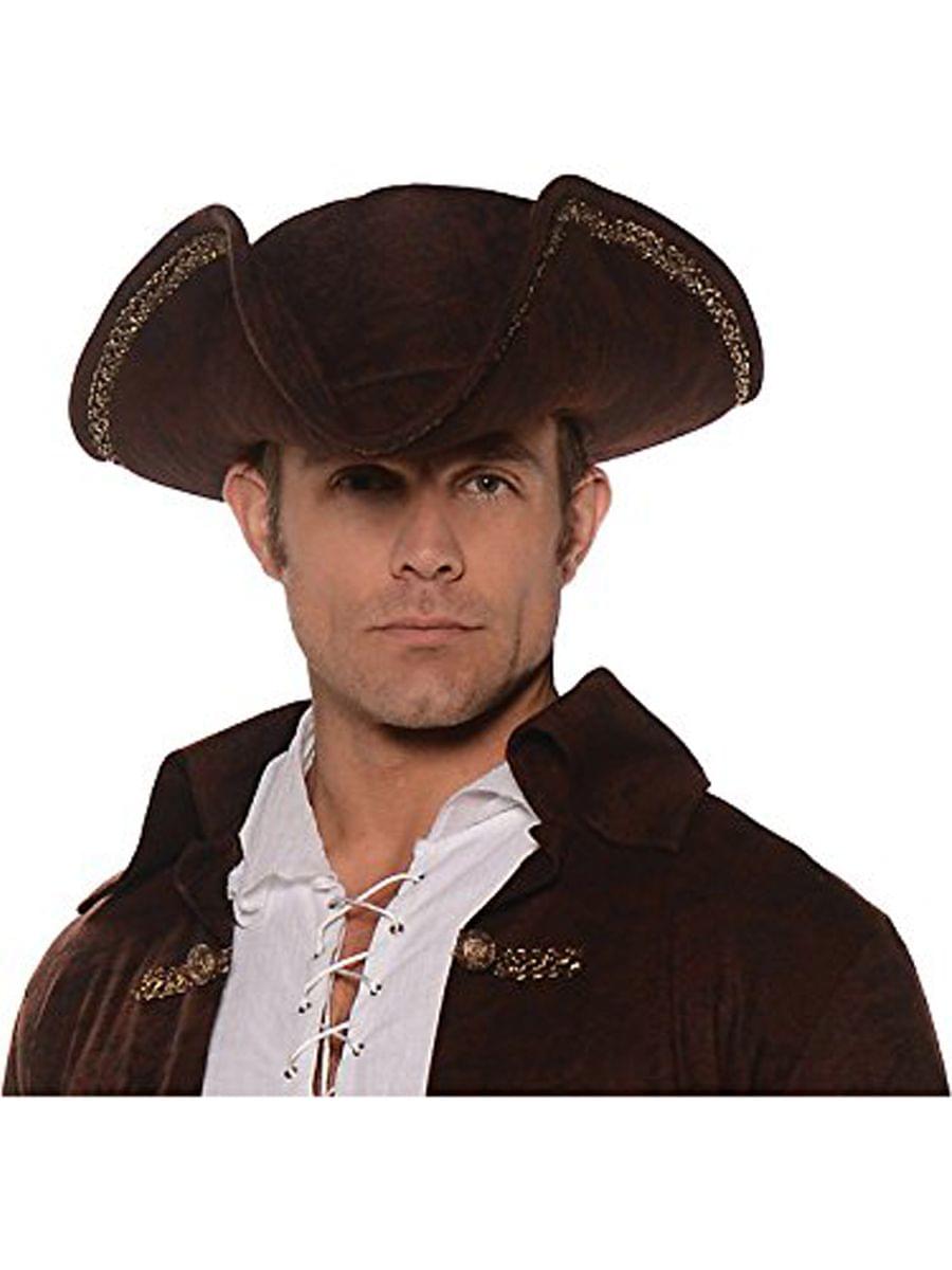 Tricorn Pirate Adult Costume Hat Brown