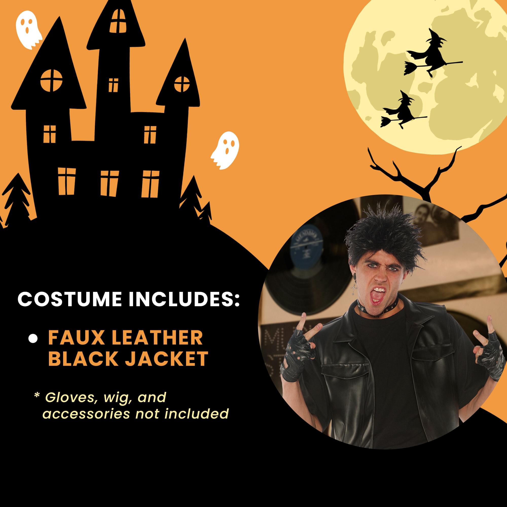 Faux Leather Rocker Vest Adult Costume