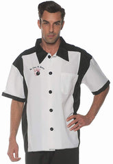 Men's Retro Bowling Costume Shirt - White