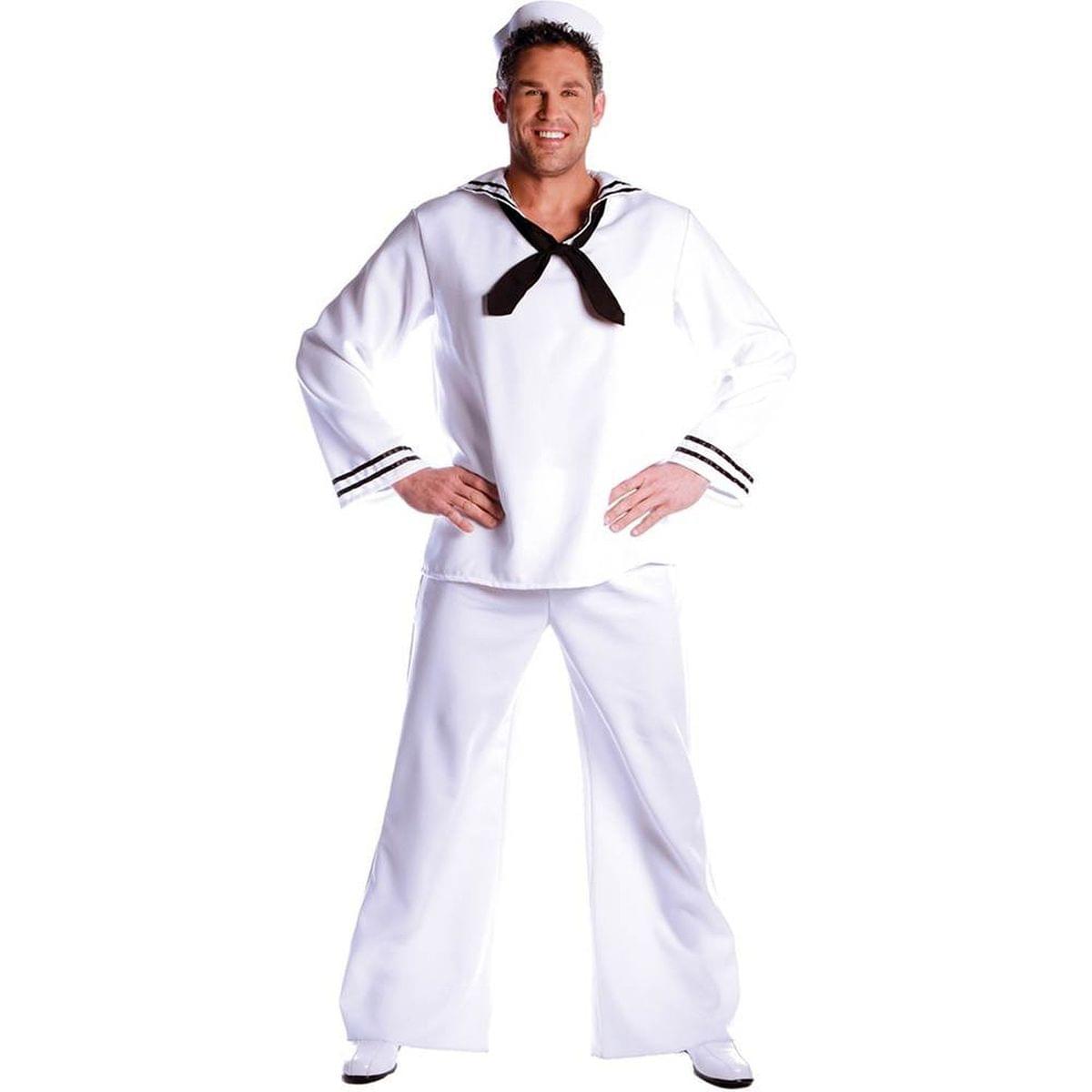 Navy Sailor White Shirt with Bib Collar Costume Adult