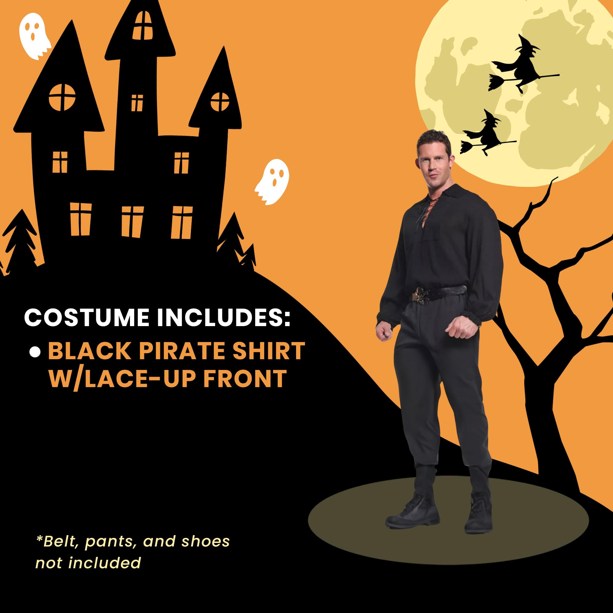 Pirate Adult Costume Black Shirt