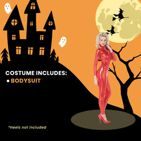 Sexy Metallic Stretch Full Body Catsuit Costume Red Adult