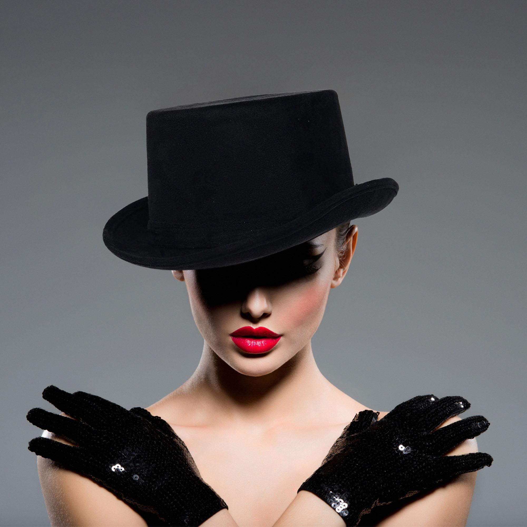 Black Faux Suede Top Hat Adult Costume Accessory