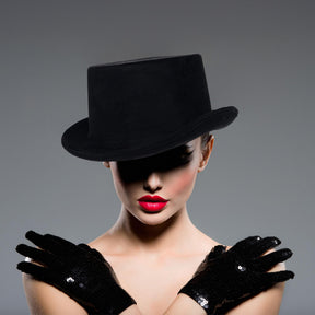 Black Faux Suede Top Hat Adult Costume Accessory