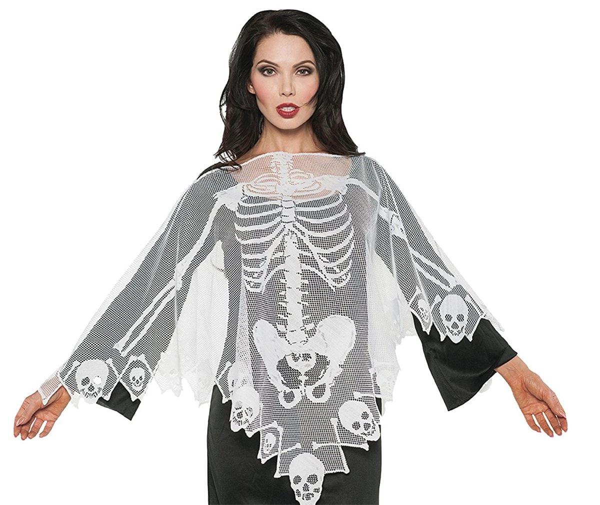 Skeleton Lace Poncho Adult Costume
