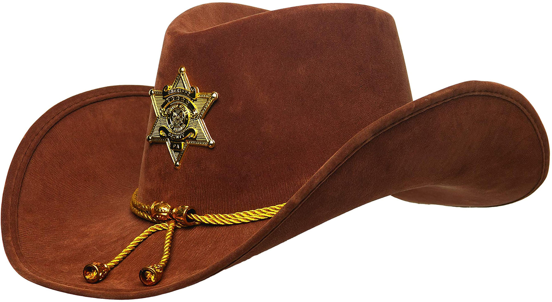 Brown Sheriff Hat with Gold Star & Tassels Adult Costume Accessory