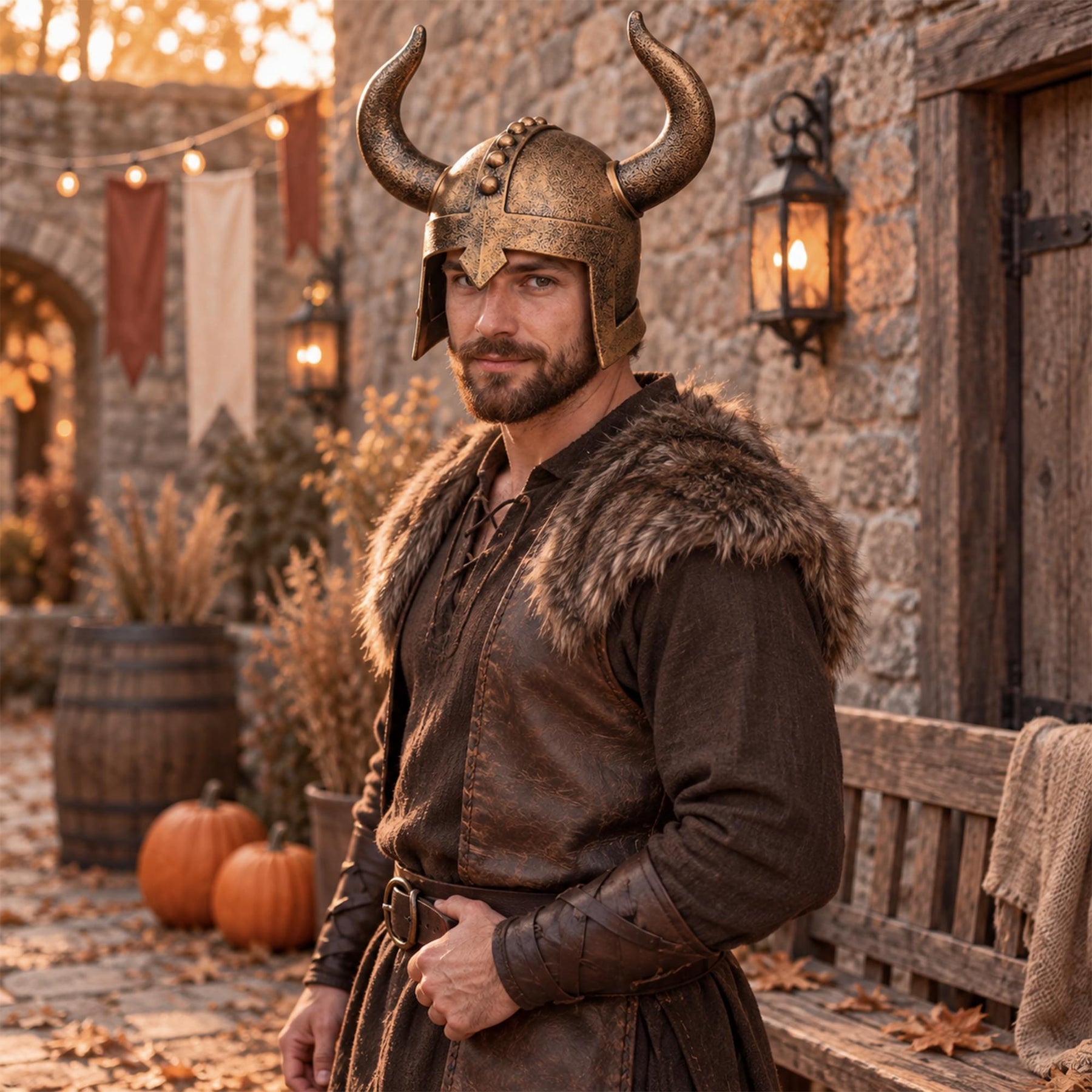 Bronze Horn Helmet Adult Costume Accessory | One Size