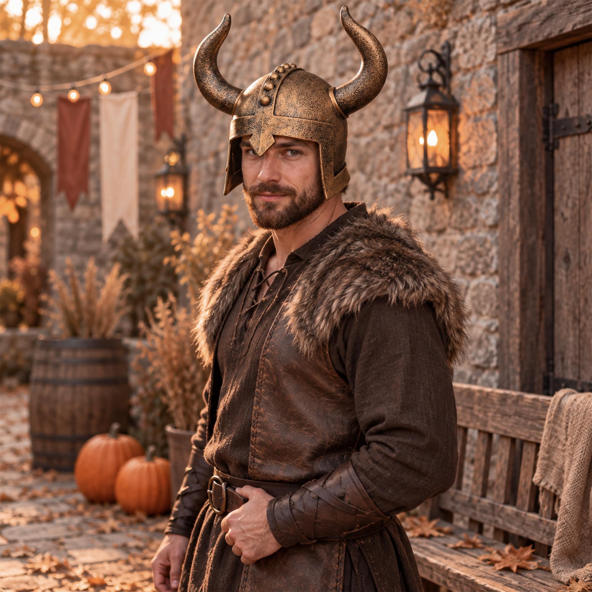 Bronze Horn Helmet Adult Costume Accessory | One Size