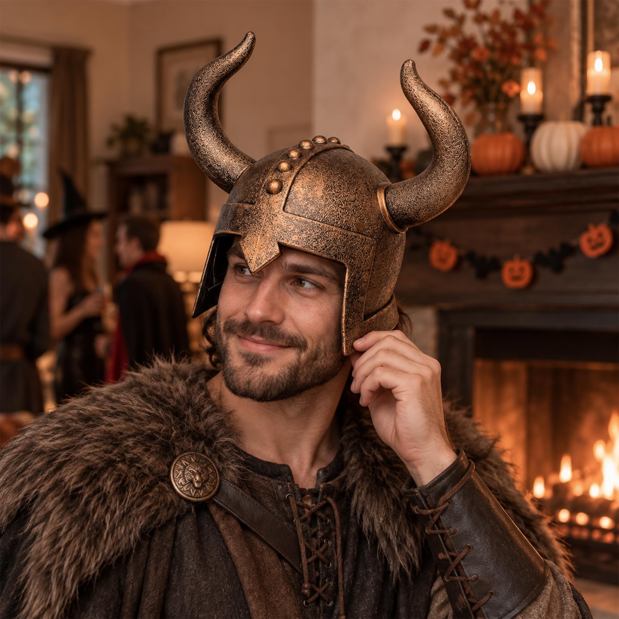 Bronze Horn Helmet Adult Costume Accessory | One Size