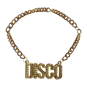 Gold Disco Chain Necklace Costume Jewelry