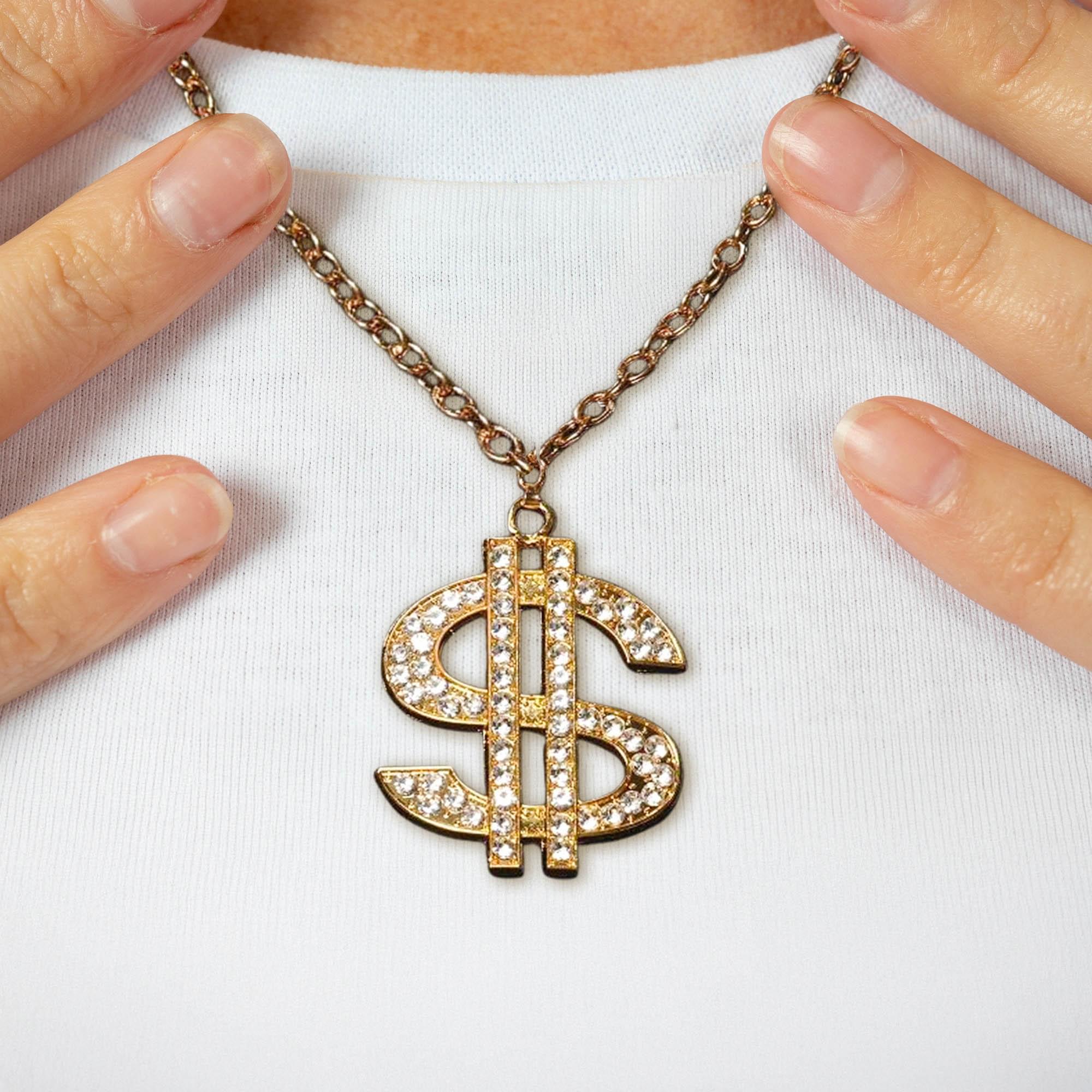 Gold Money $ Chain Necklace Costume Jewelry