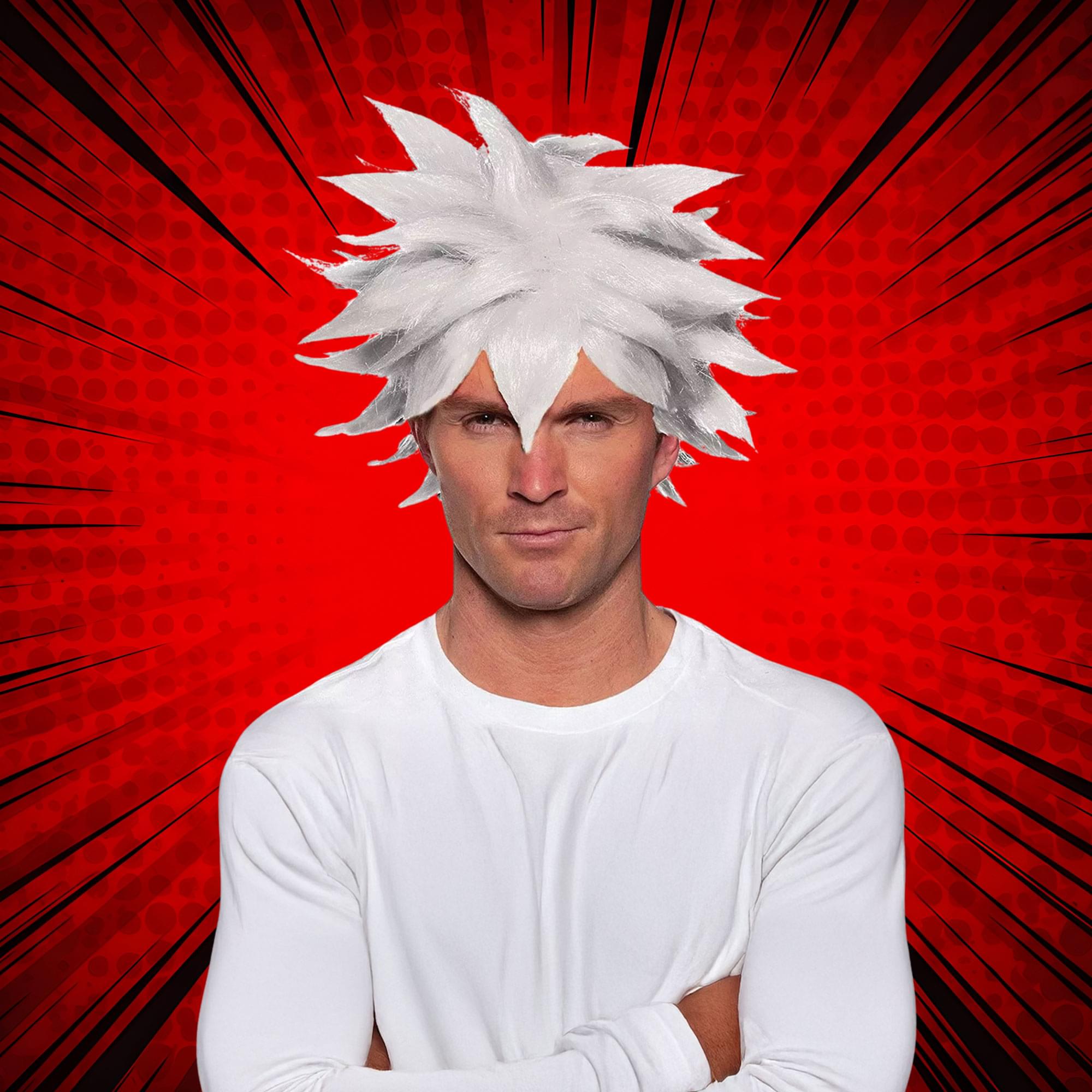 Spiky One Size Adult Costume Crunchyroll Anime Wig | White