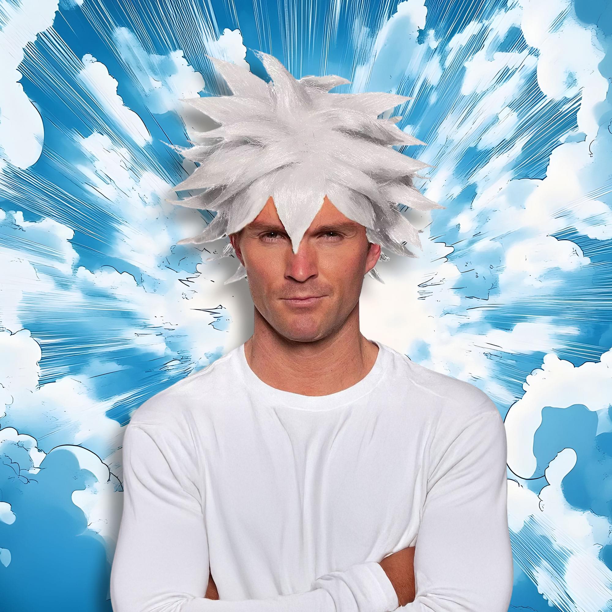 Spiky One Size Adult Costume Crunchyroll Anime Wig | White