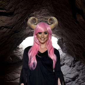 Brown Ram Horms Adult Costume Headband
