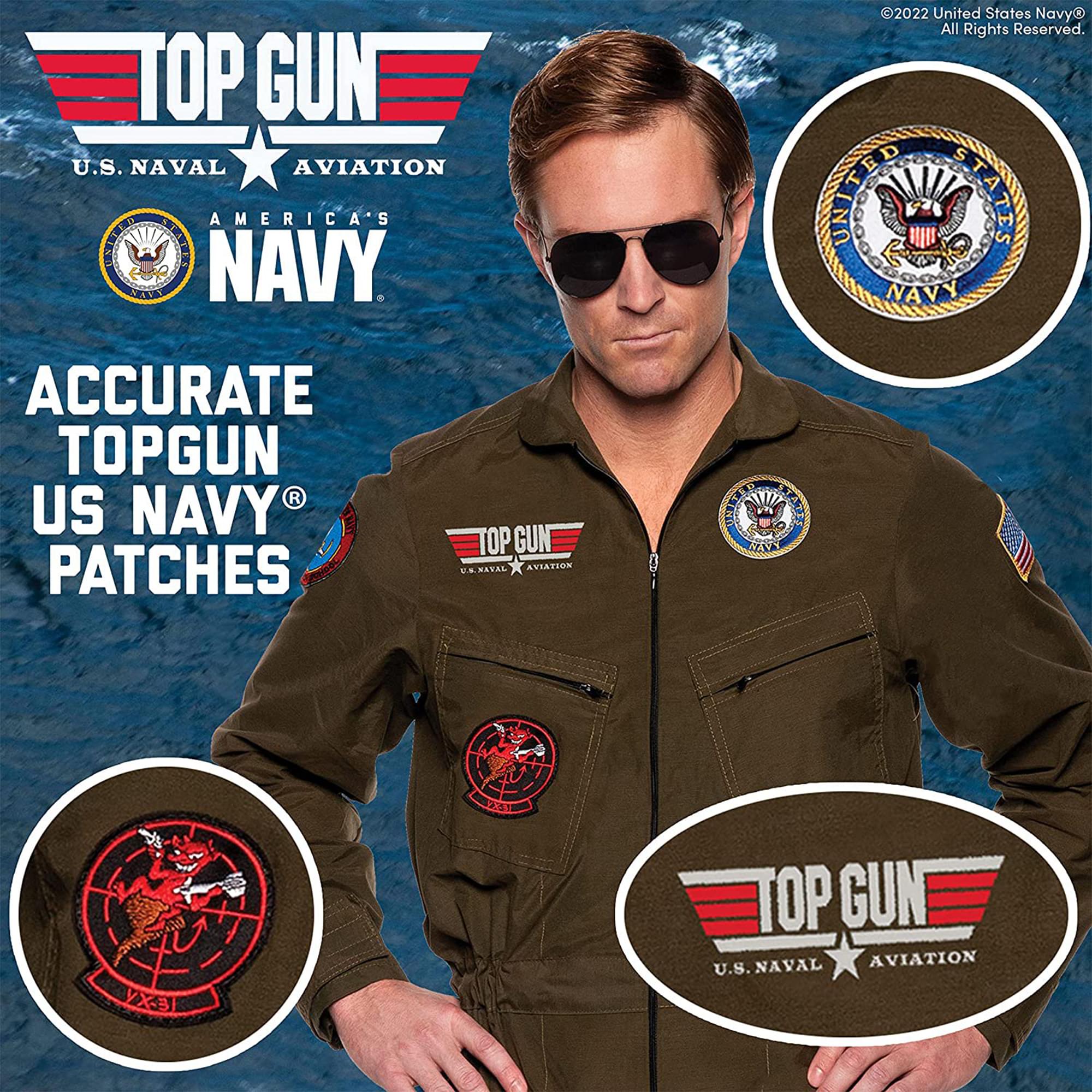 US Navy Top Gun Teen Pilot Jumpsuit Costume| One Size