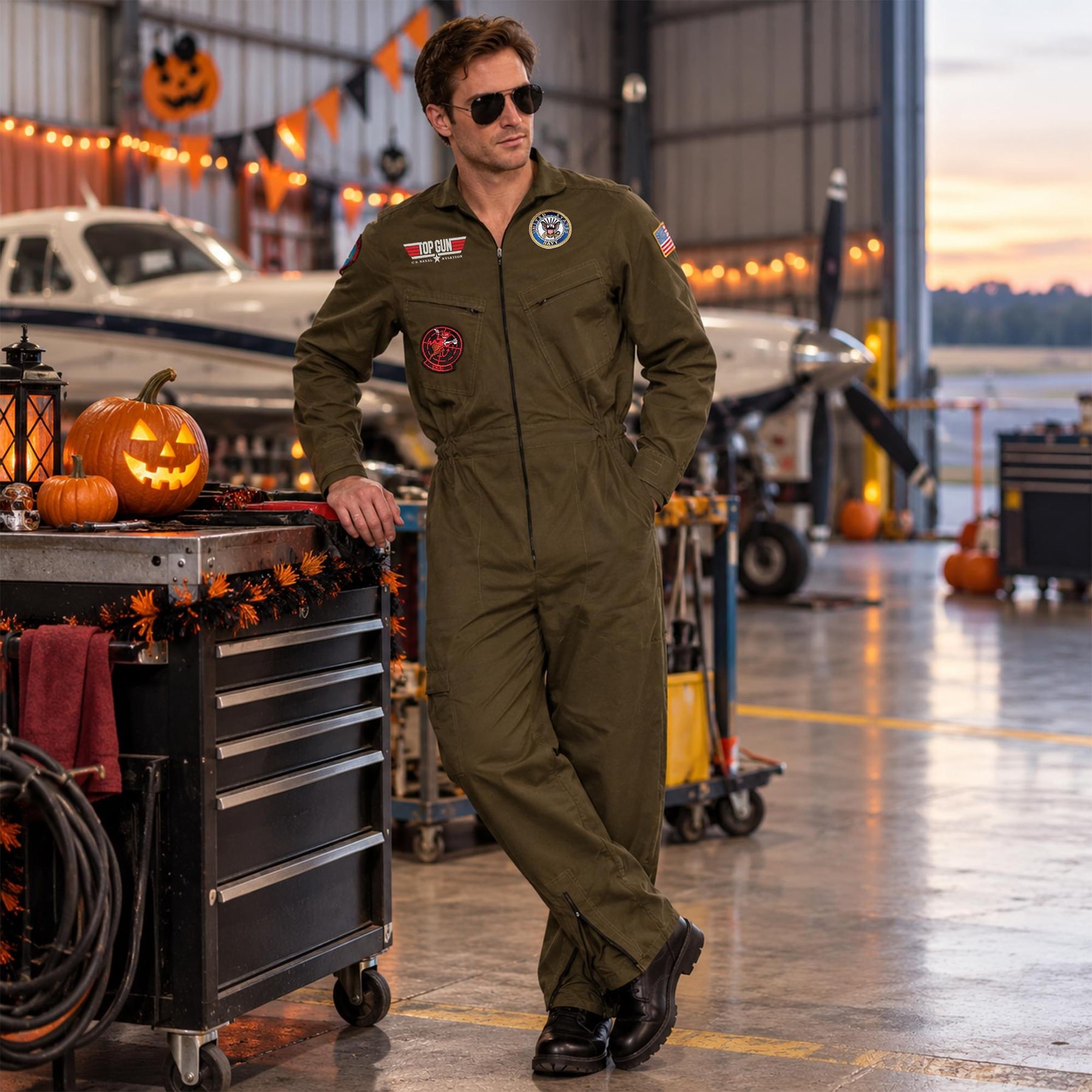 US Navy Top Gun Teen Pilot Jumpsuit Costume| One Size