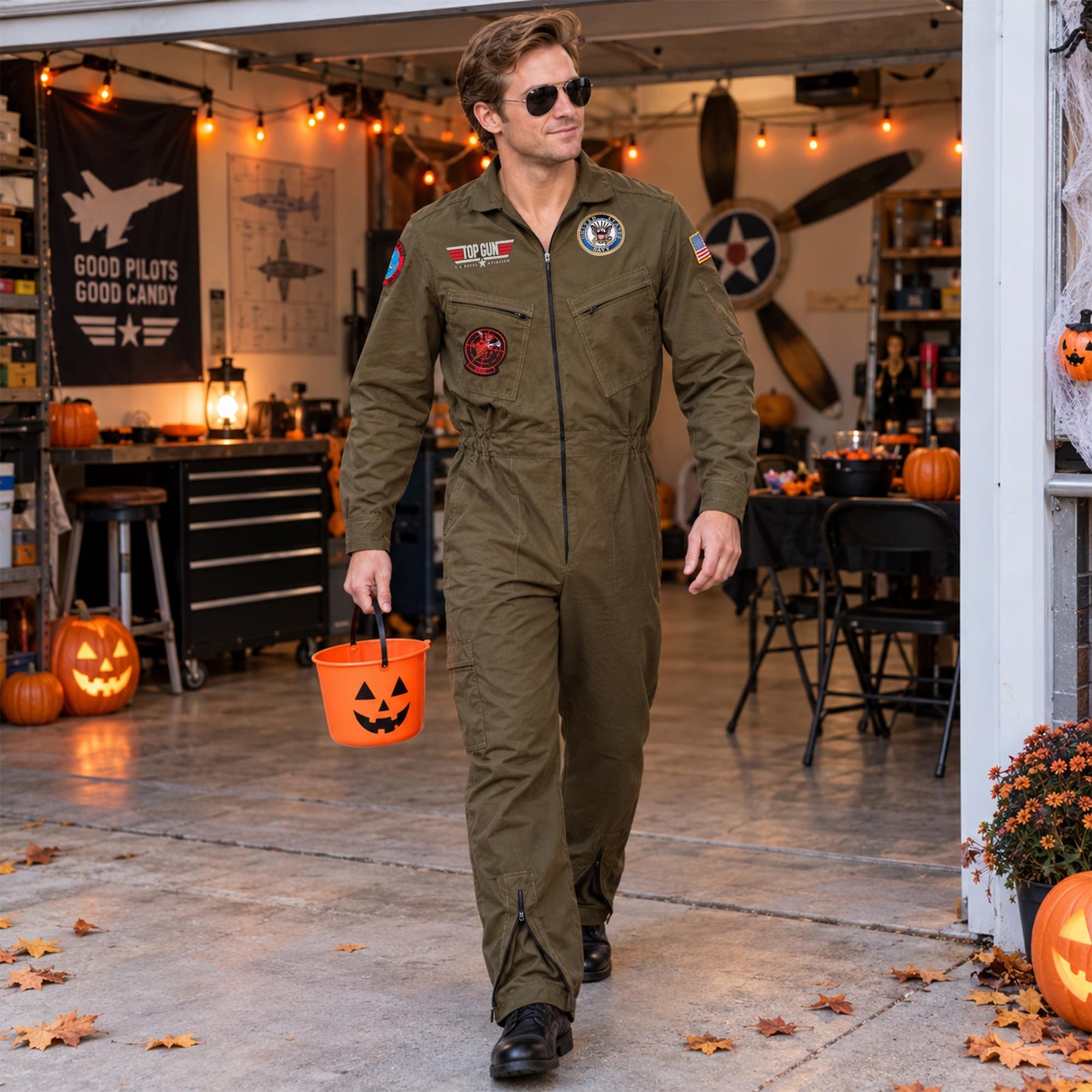 US Navy Top Gun Teen Pilot Jumpsuit Costume| One Size