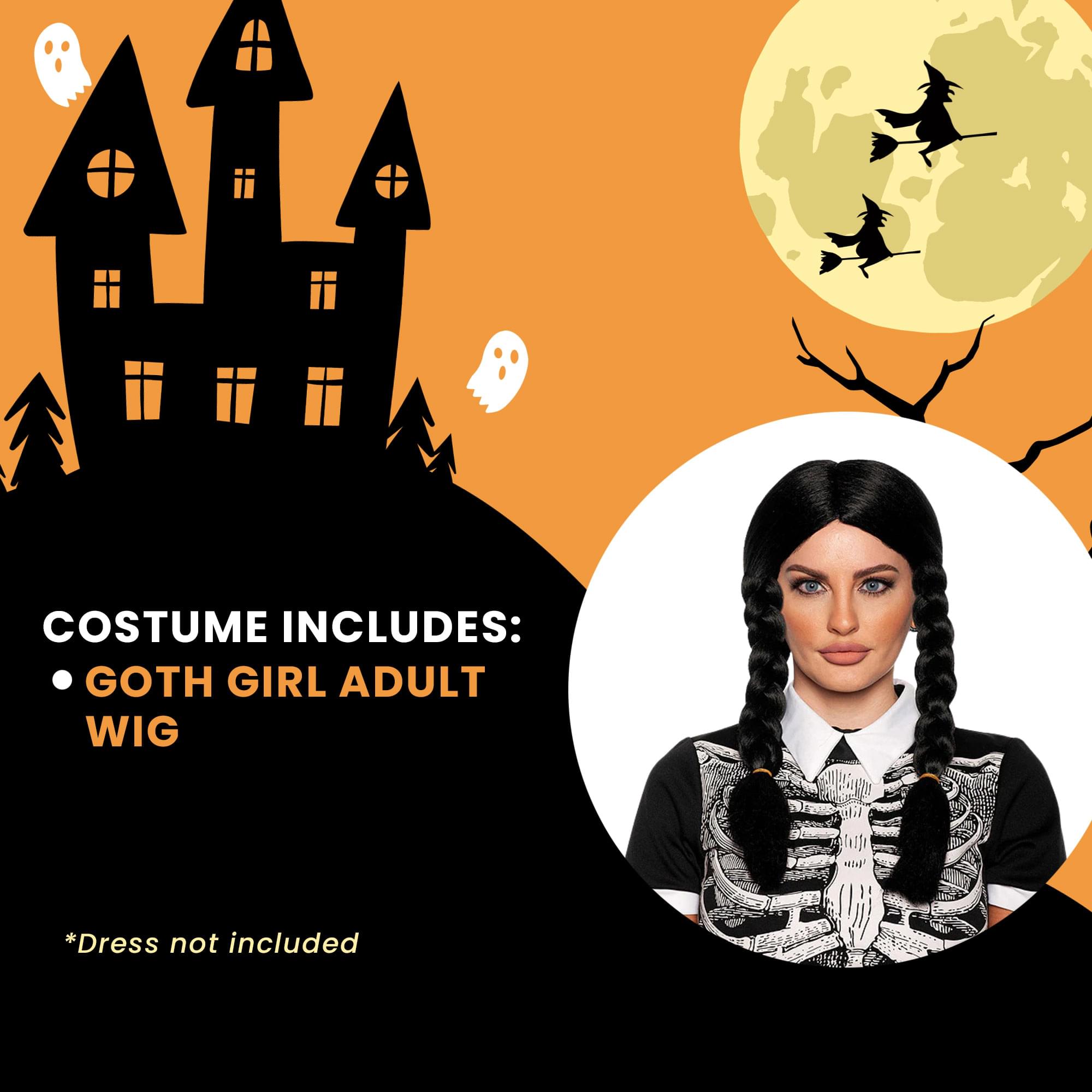 Goth Girl Wig Adult Costume Accessory