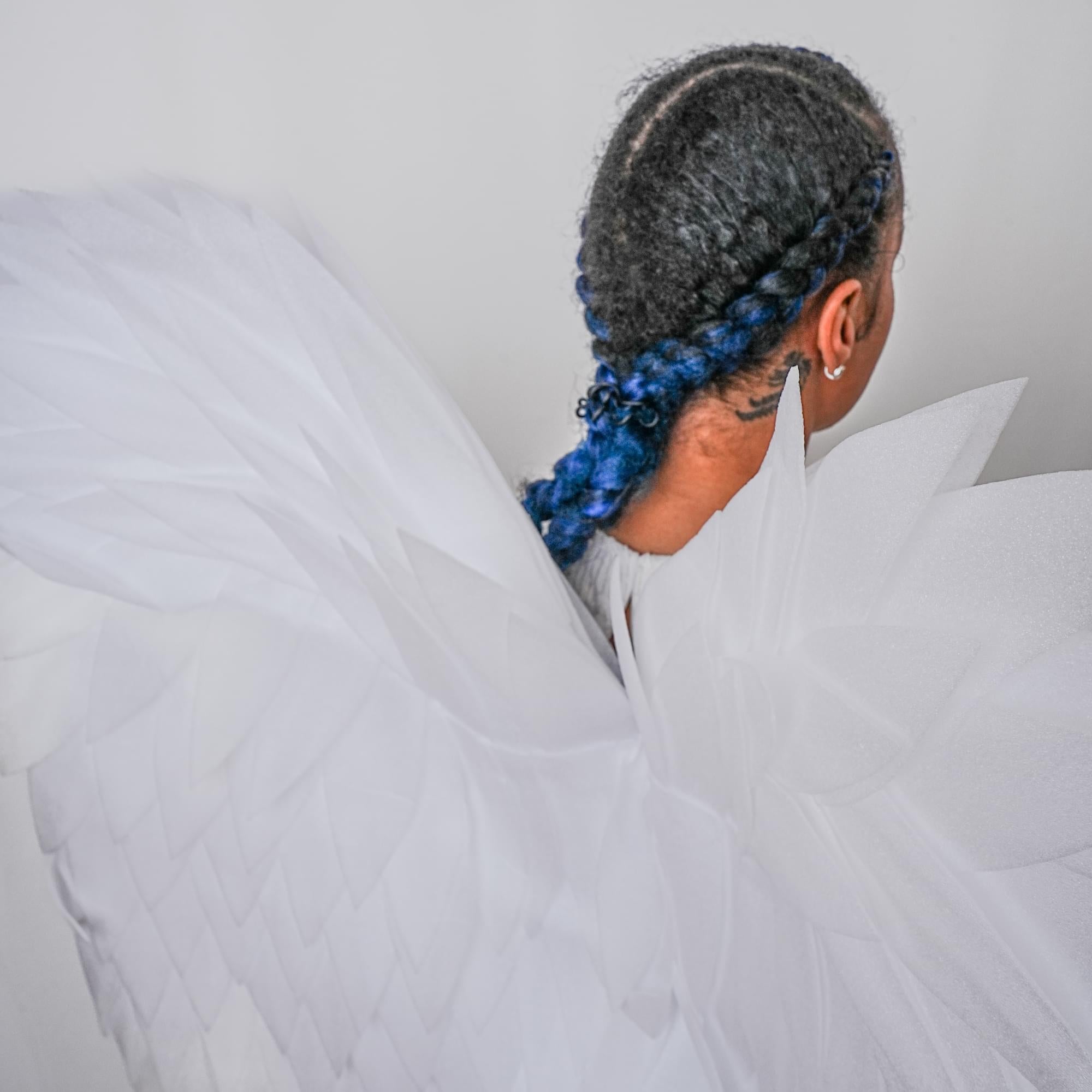 White Full Length Angel Wings Adult Costume Accessory