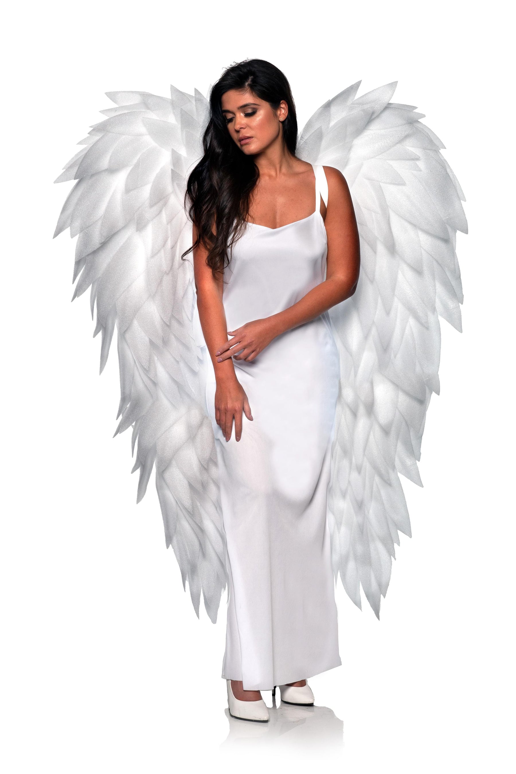 White Full Length Angel Wings Adult Costume Accessory