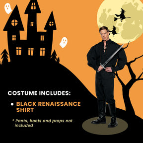 Renaissance Shirt- Black Adult Costume
