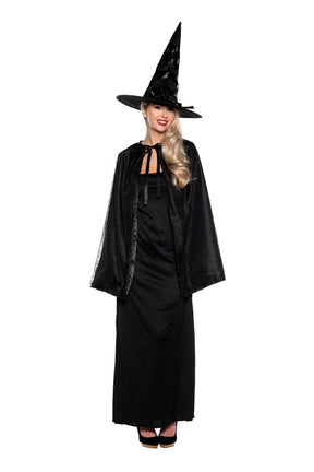 Witch Cape and Hat Adult Costume Set | Black