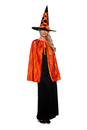 Witch Cape and Hat Adult Costume Set | Orange