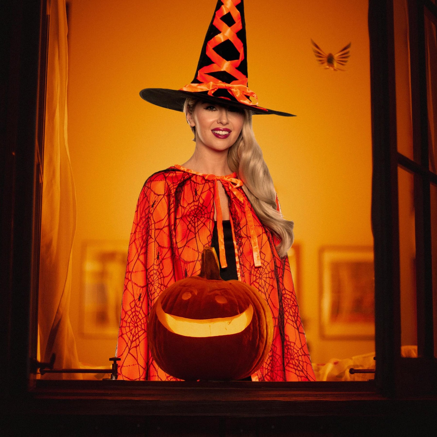 Witch Cape and Hat Adult Costume Set | Orange