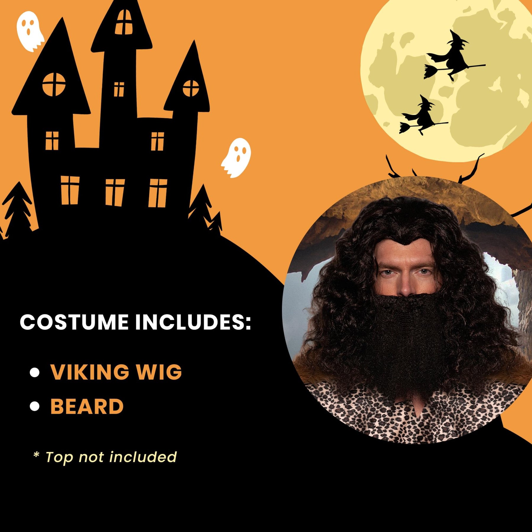 Viking Wig & Beard Adult Costume Set | Black