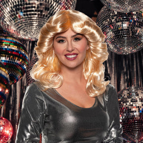 70's Feathered Adult Costume Wig | Blonde