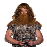 Viking Wig & Beard Adult Costume Set | Brown