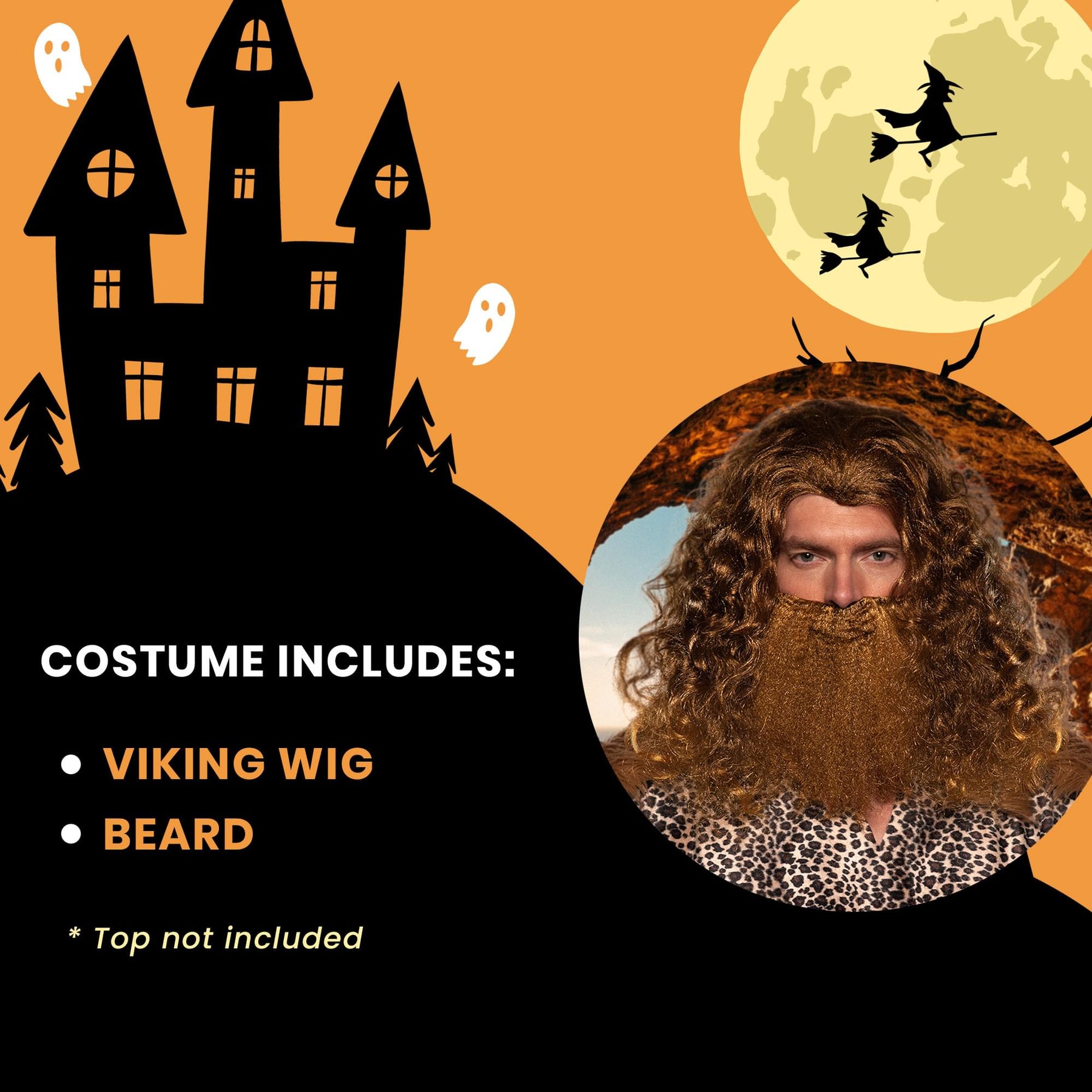Viking Wig & Beard Adult Costume Set | Brown