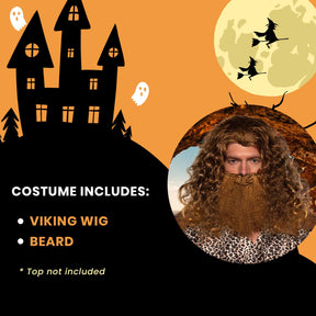 Viking Wig & Beard Adult Costume Set | Brown