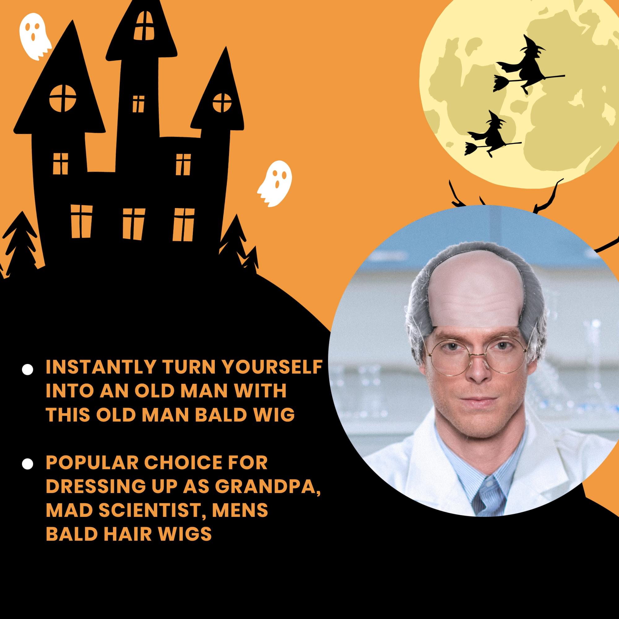 Old Man Bald Adult Costume Wig